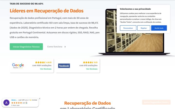 Screenshot of datarecoverylab.pt