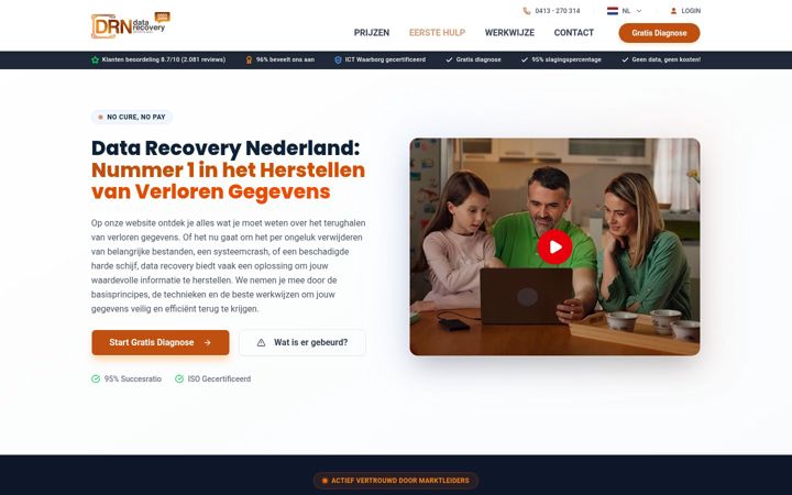 Ekrano kopija datarecoverynederland.nl