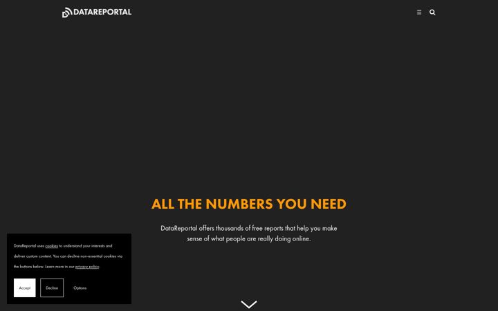 Snímek obrazovky datareportal.com