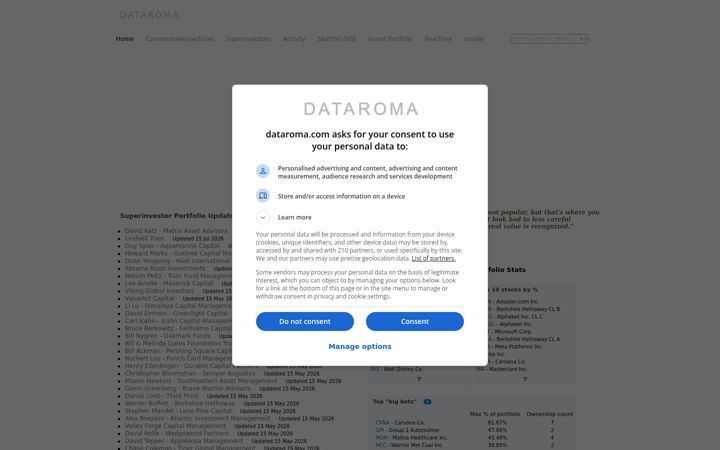 Screenshot of dataroma.com