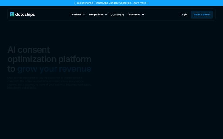 Captura de ecrã de dataships.io