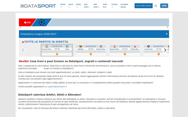 Screenshot of datasport.it
