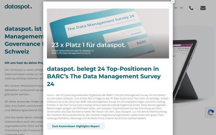 Screenshot of dataspot.ch