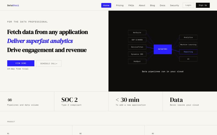 Екранна снимка на datastori.io
