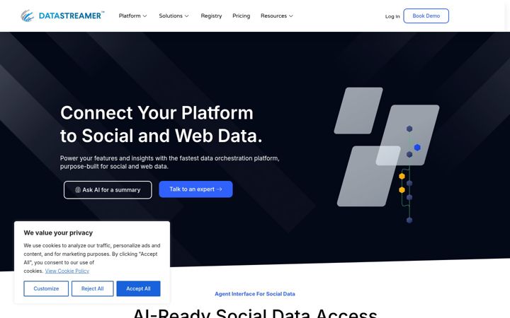Екранна снимка на datastreamer.io