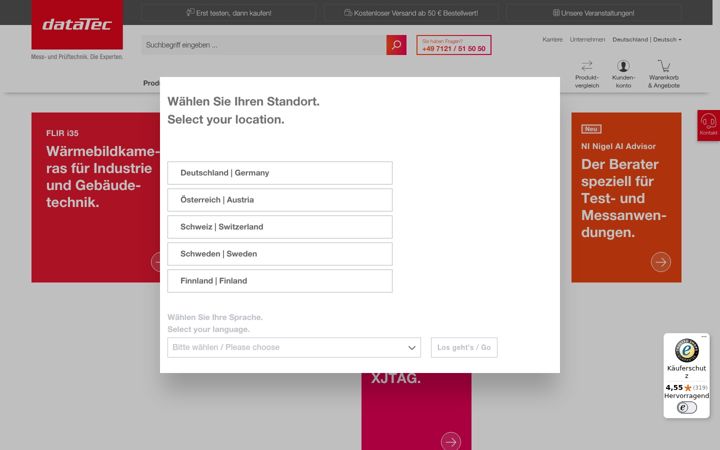 Screenshot of datatec.de