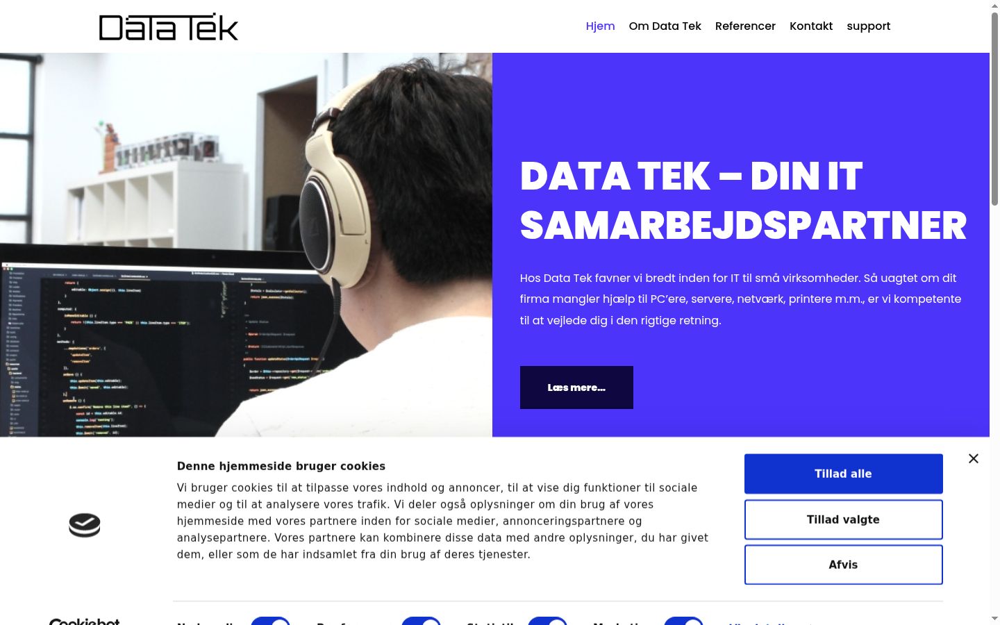 Skærmbillede af samtykkebanneret, som det blev vist før nogen interaktion