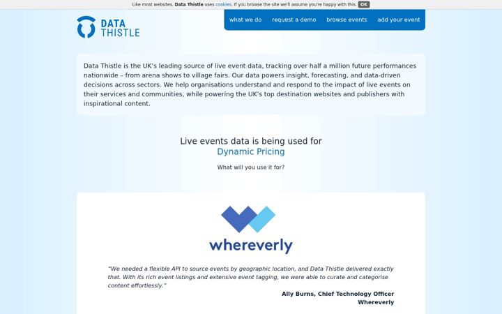 Screenshot von datathistle.com
