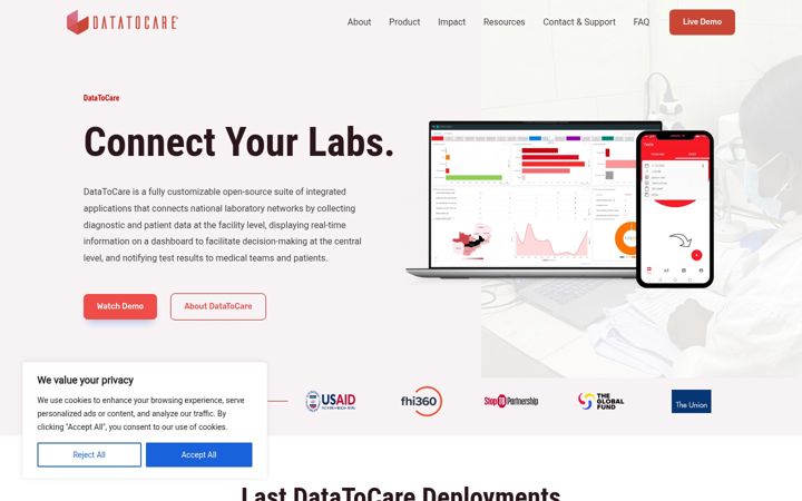 Captură de ecran a datatocare.org
