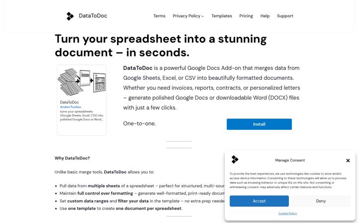 Screenshot of datatodoc.de