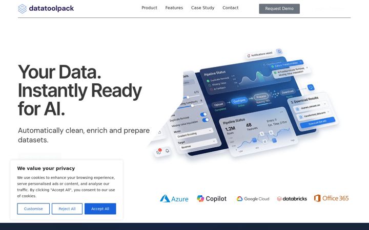 Screenshot of datatoolpack.com