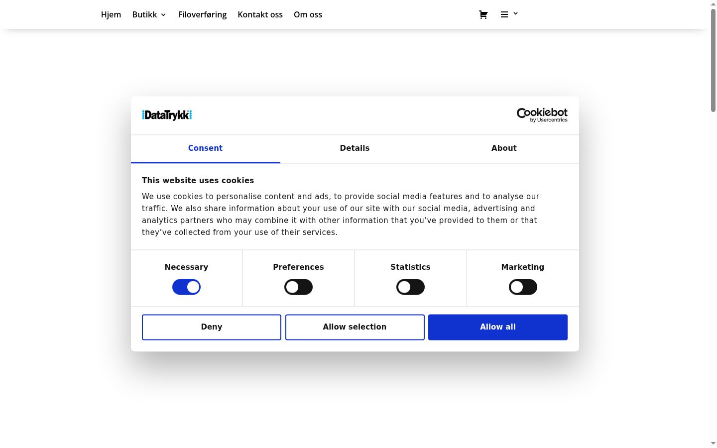 Screenshot of the consent banner shown before any interaction