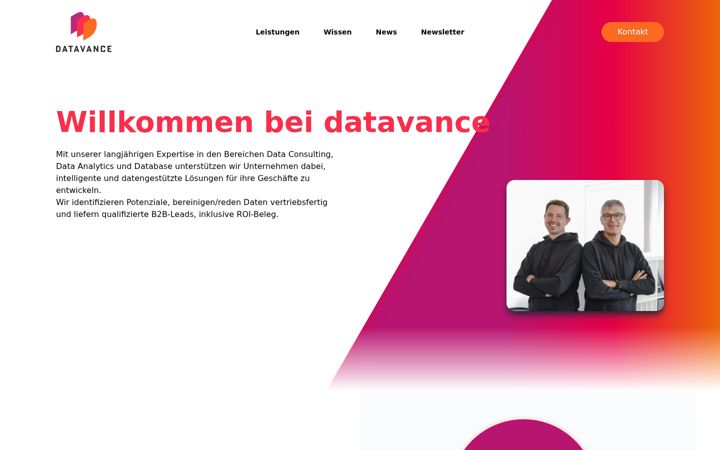 Screenshot von datavance.de