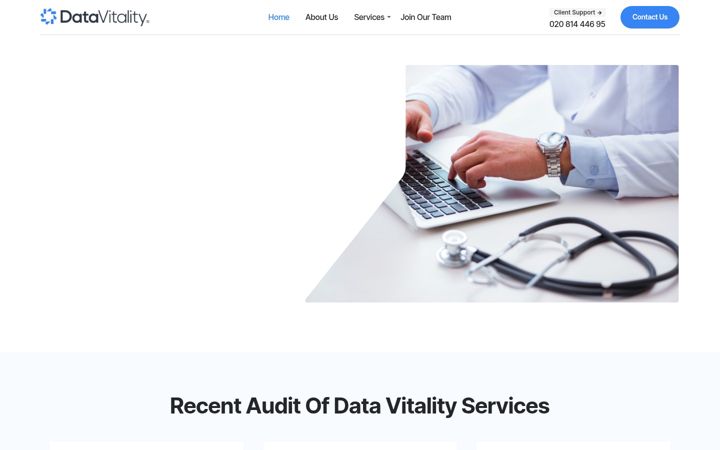 Captura de ecrã de datavitality.co.uk