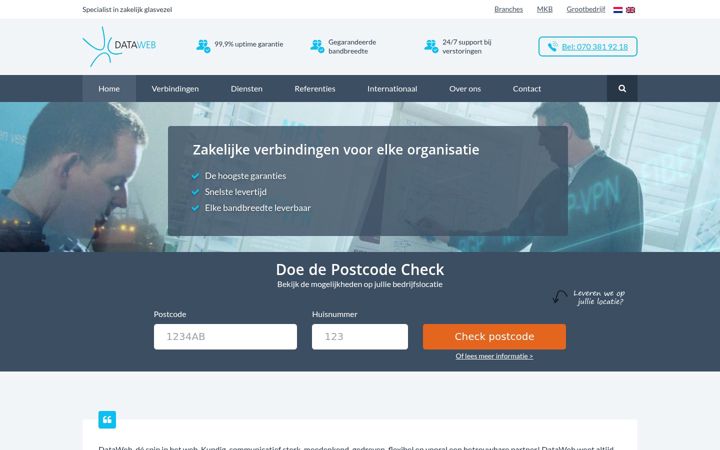 Screenshot stránky dataweb.nl