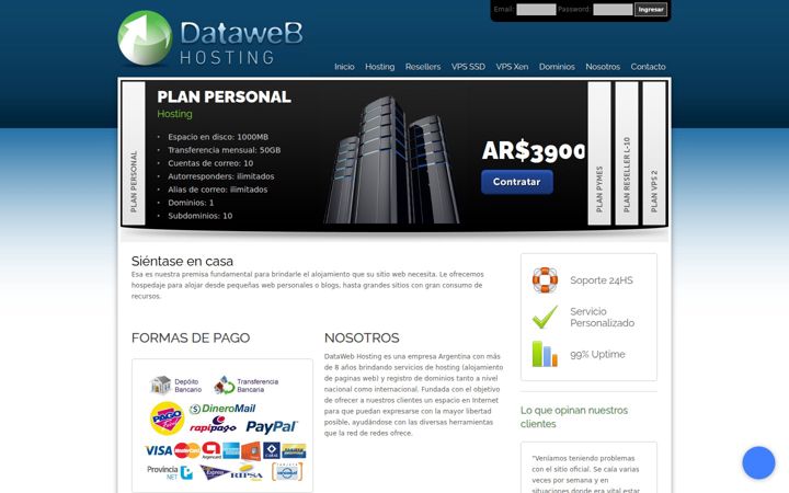 Screenshot of datawebhosting.com.ar