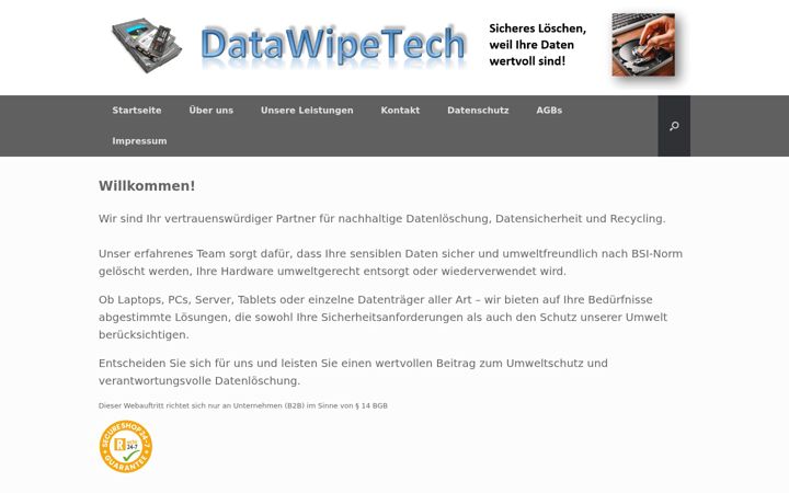 Screenshot stránky datawipetech.de