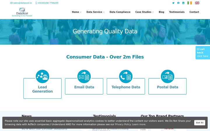 Captura de ecrã de dataxcel.co.uk