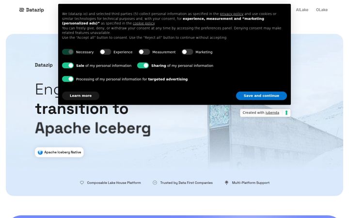 Екранна снимка на datazip.io
