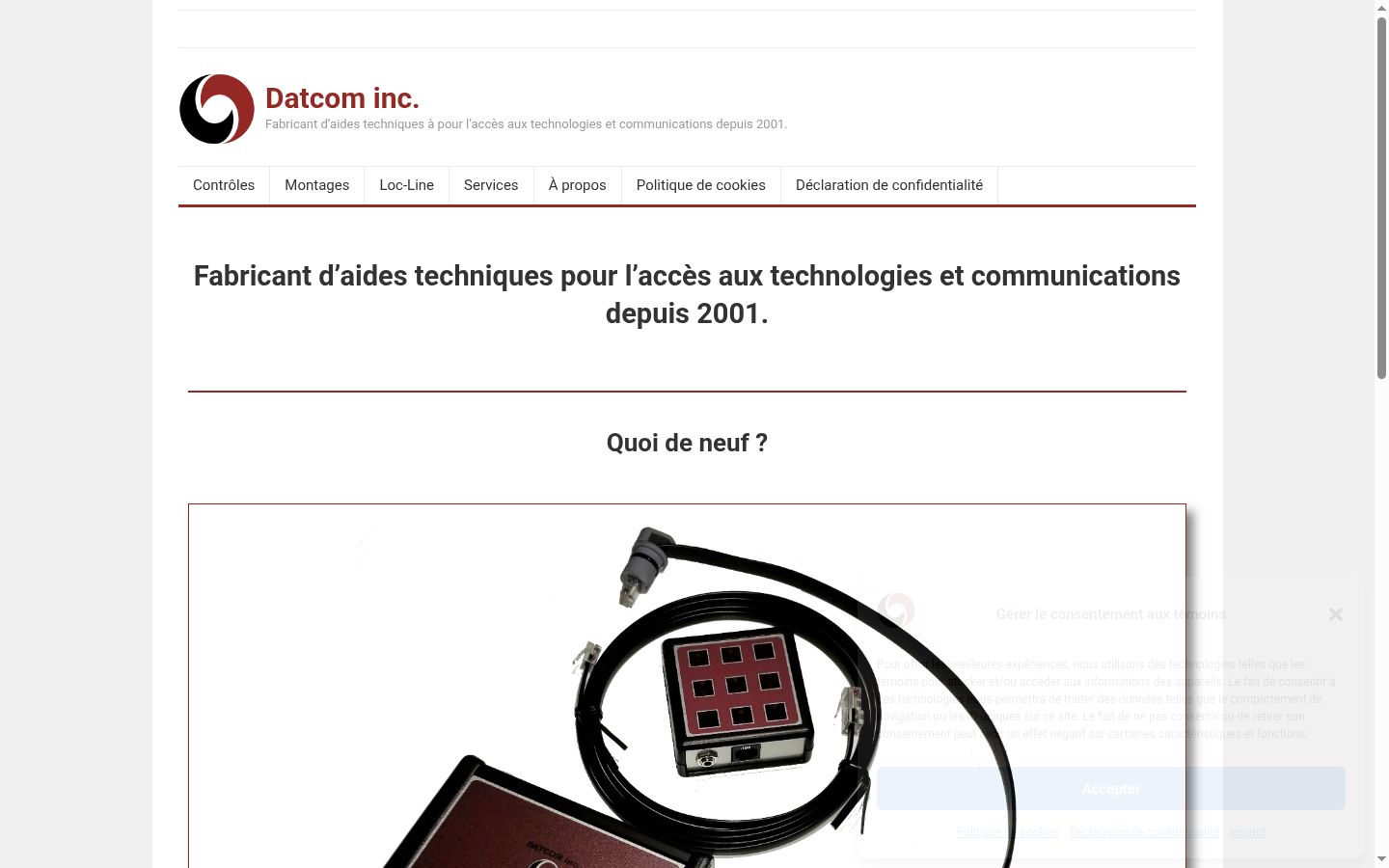 Capture d'écran de la bannière de consentement affichée avant toute interaction
