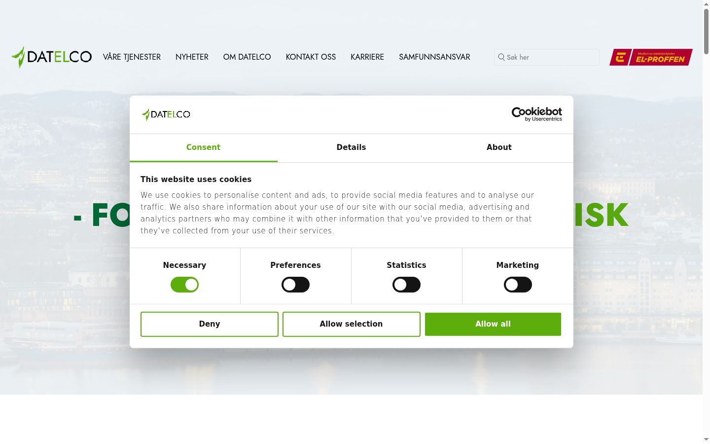 Screenshot of the consent banner shown before any interaction