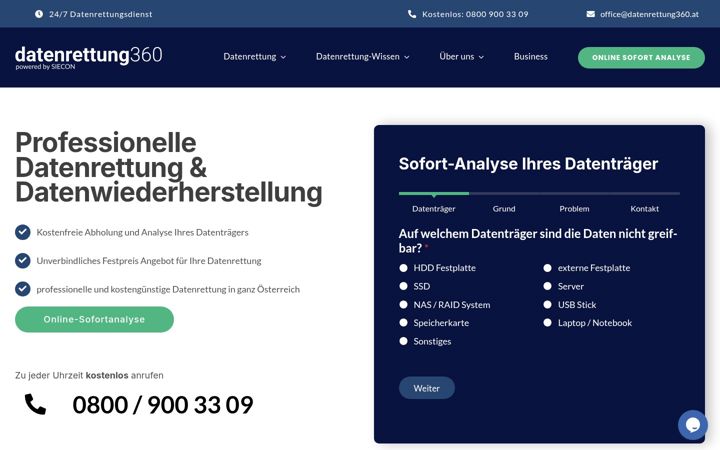 Screenshot ta' datenrettung360.at