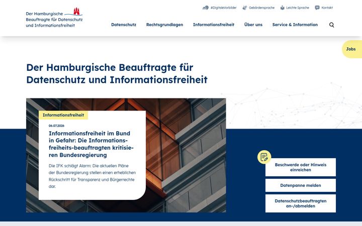 Screenshot of datenschutz-hamburg.de