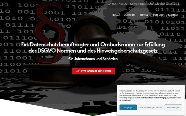 Screenshot of datenschutzbeauftragter-papenburg.de