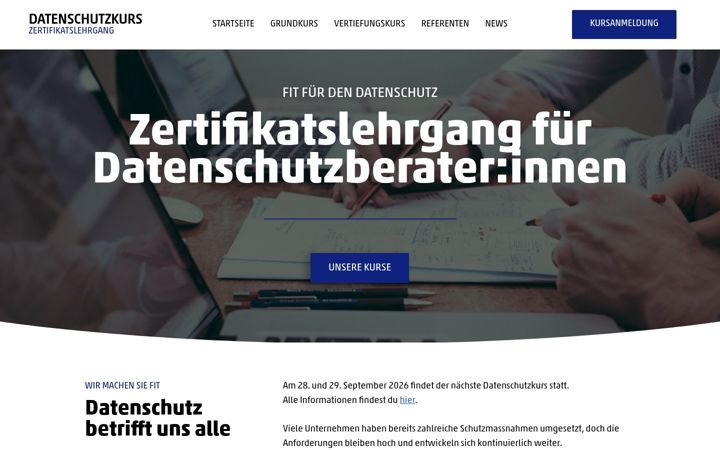 Screenshot of datenschutzkurs.ch