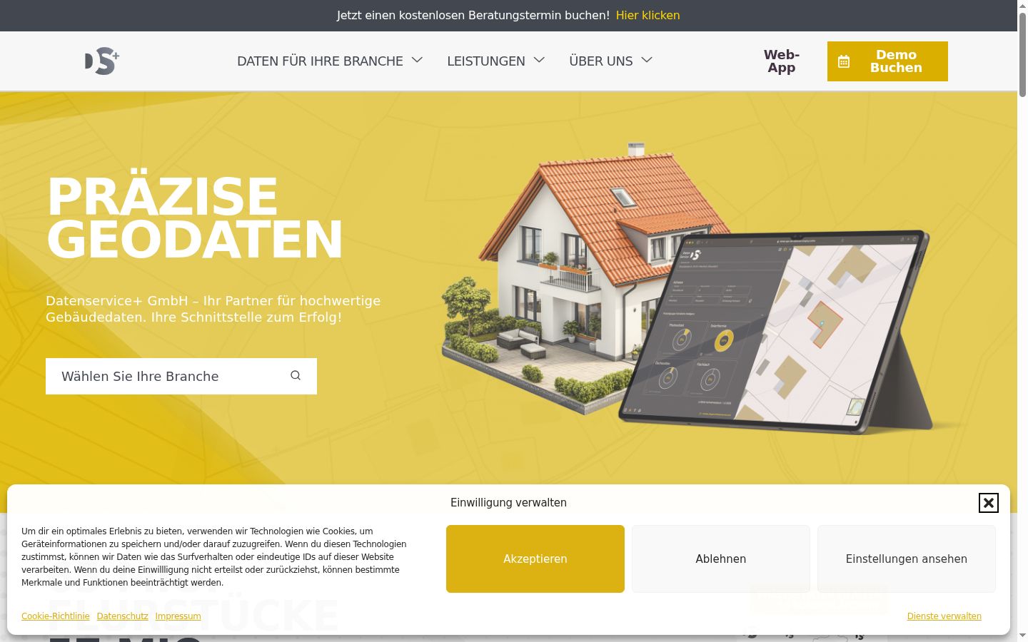 Screenshot of the consent banner shown before any interaction