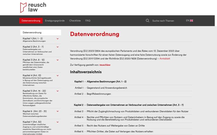 Screenshot of datenverordnung.de