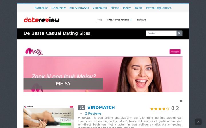 Screenshot van datereview.nl