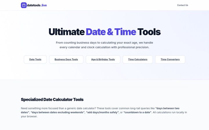 Screenshot of datetools.live