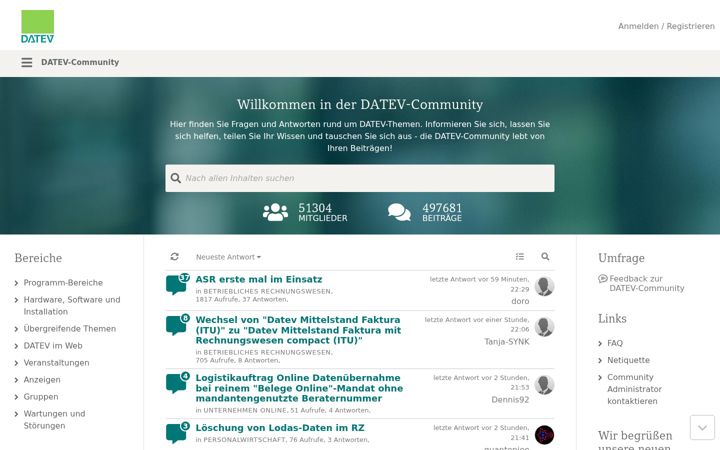 Zrzut ekranu datev-community.de