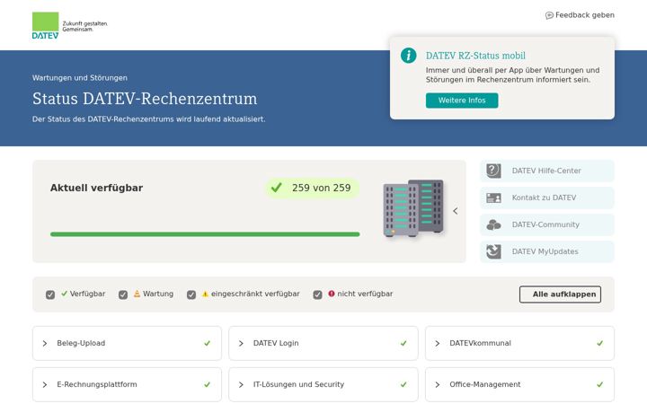 Screenshot of datev-status.de