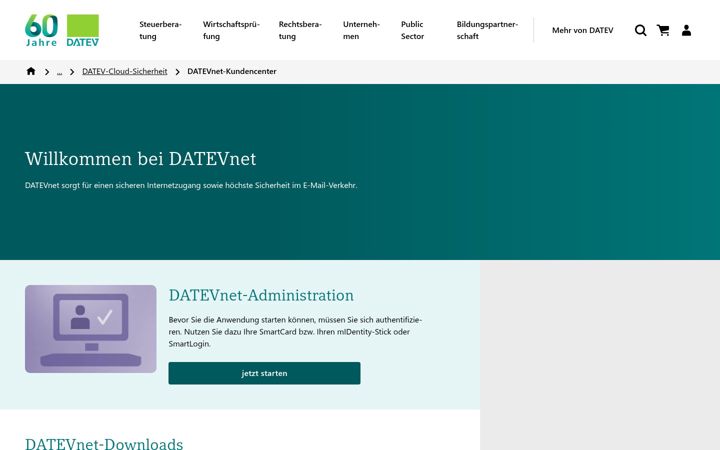 Skærmbillede af datevnet.de