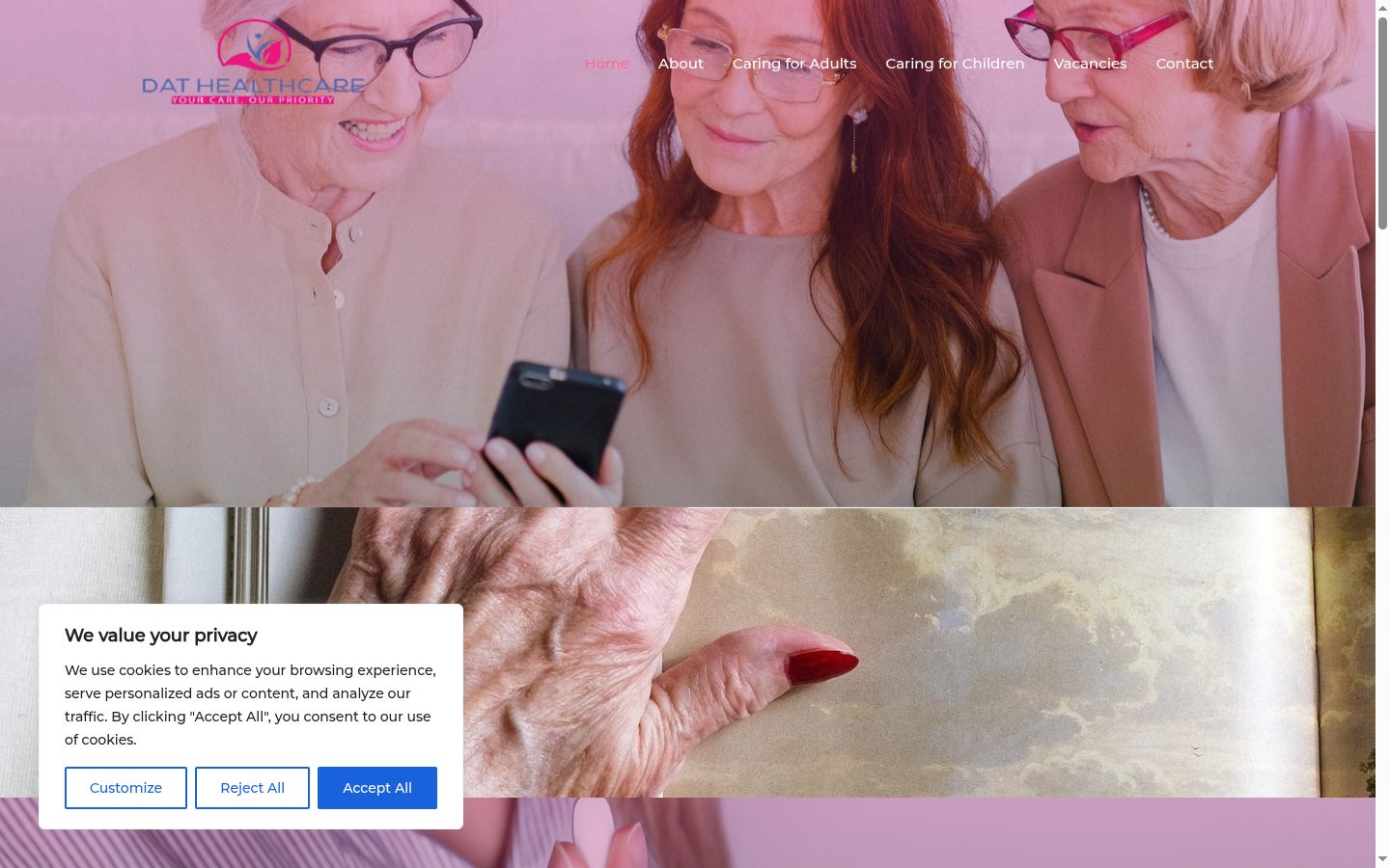 Captura de ecrã do banner de consentimento apresentado antes de qualquer interação