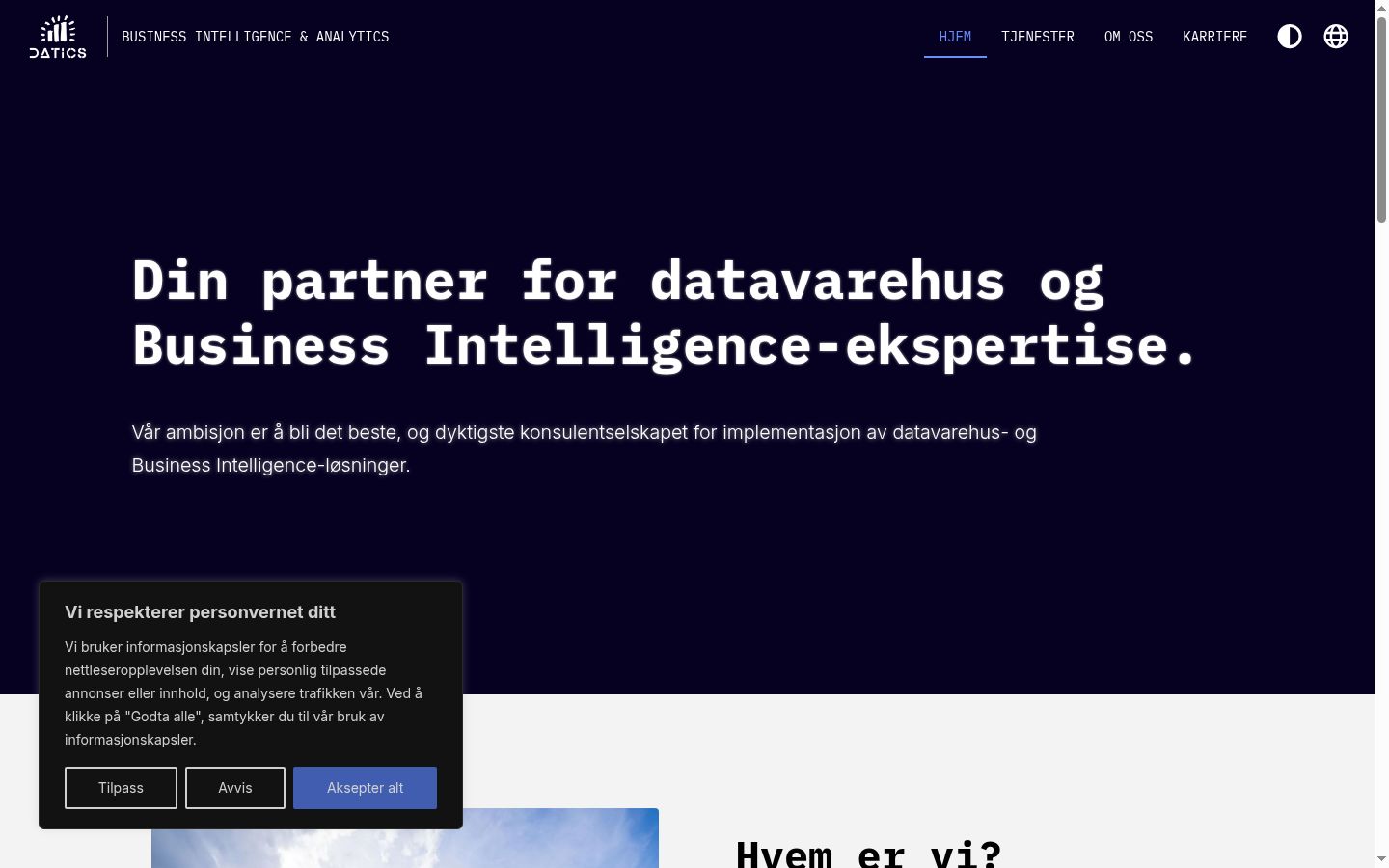 Screenshot del banner di consenso mostrato prima di qualsiasi interazione