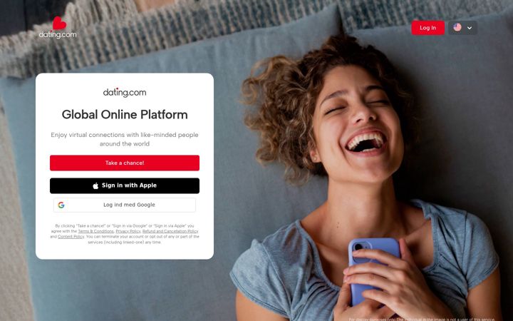 Screenshot stránky dating.com