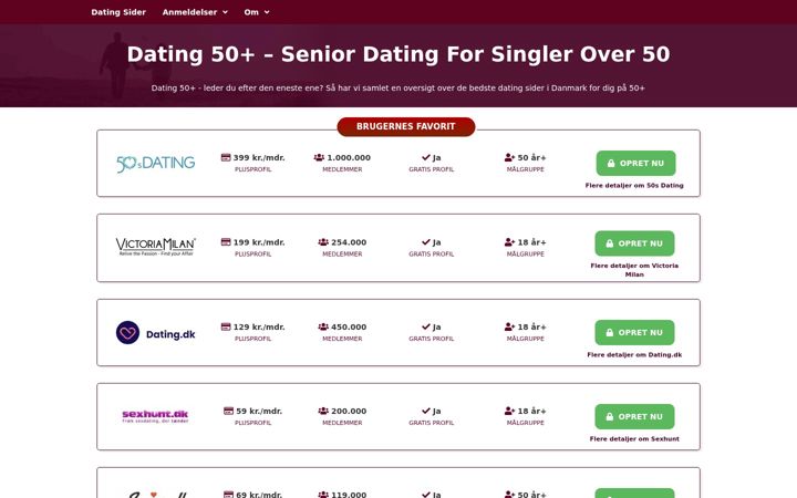 Screenshot of dating50plus.dk
