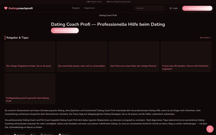 Screenshot of datingcoachprofi.com