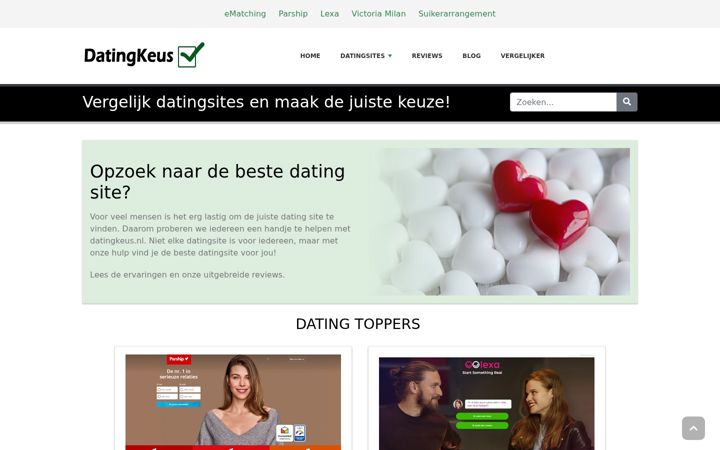 Screenshot van datingkeus.nl