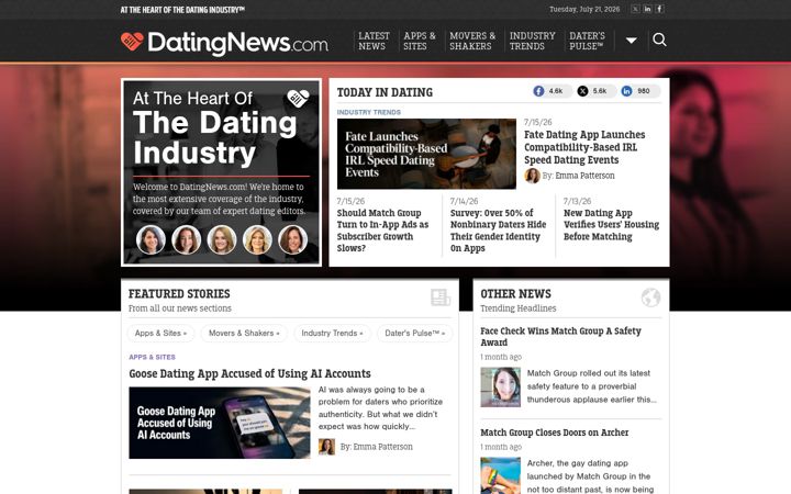 Screenshot of datingnews.com