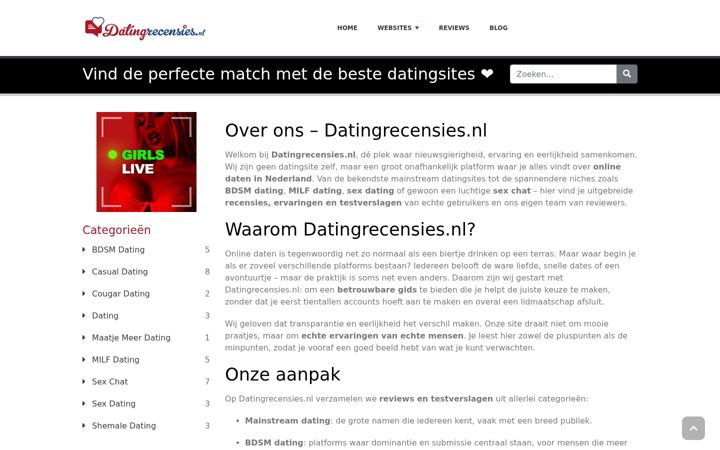Screenshot van datingrecensies.nl