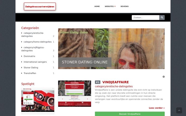 Screenshot van datingsiteaccountverwijderen.nl