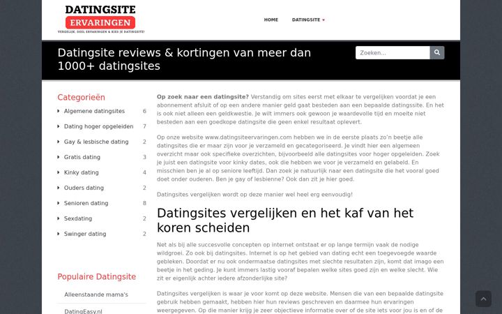 Screenshot of datingsiteervaringen.com