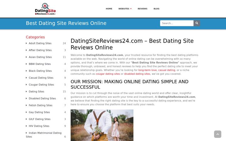 Screenshot of datingsitereviews24.com