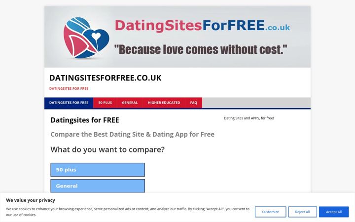 Screenshot of datingsitesforfree.co.uk