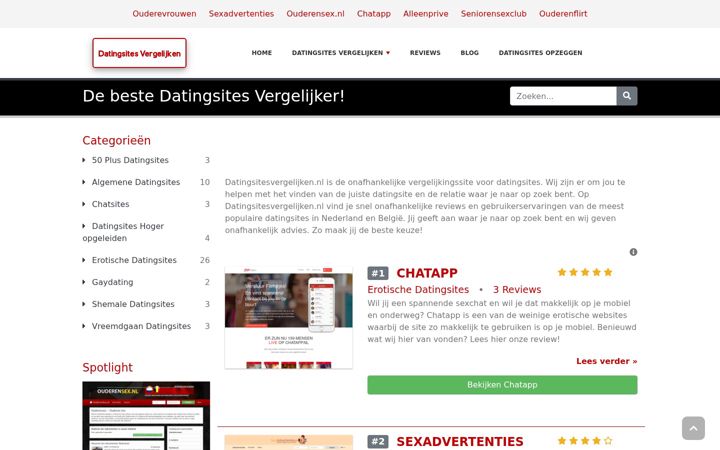 Screenshot van datingsitesvergelijken.nl