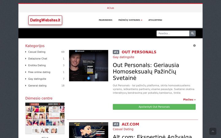 Capture d'écran de datingwebsites.lt